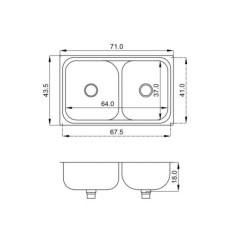 MI PILETA DOBLE S/MSDA S/AG AC304 68X41X18- 305E