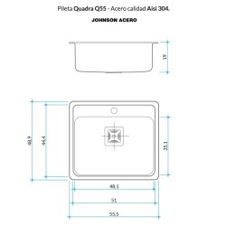 JOHNSON PILETA Q55A QUADRA MINI SIMPLE CON ORIFICIO P30Q55ADD