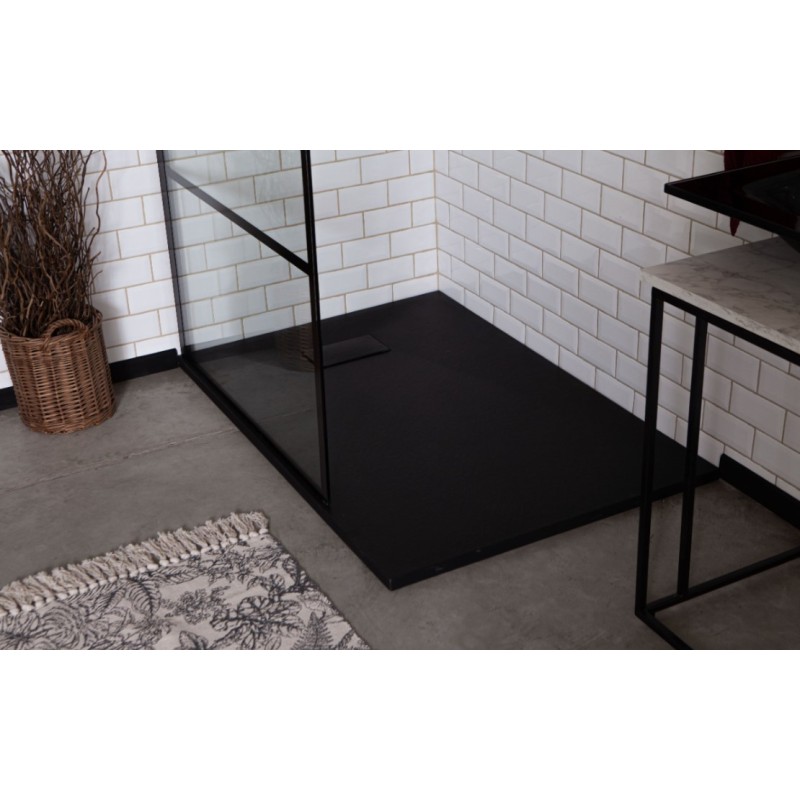 GORENA PLATO DUCHA SIMIL PIEDRA 90*140 CM NEGRO