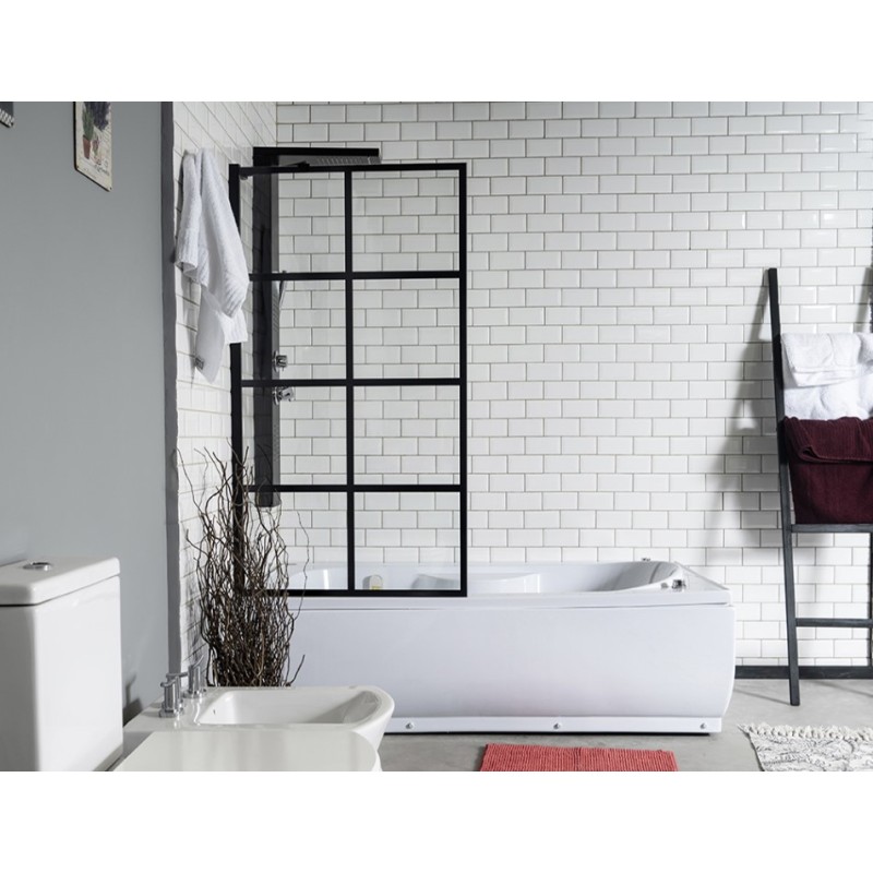 GORENA MAMPARA VENECIA SOBRE BAÑERA 80*140CM NEGRO TRASLUCIDO