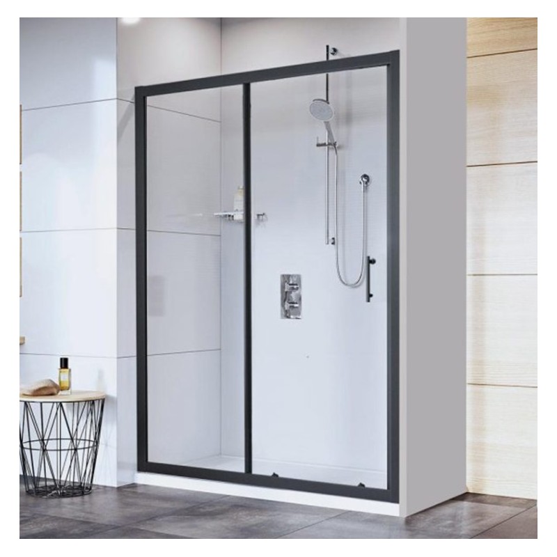 GORENA MAMPARA GALAPAGOS BK 1HOJA 1PANEL 160*190CM NEGRO TRANSPARENTE