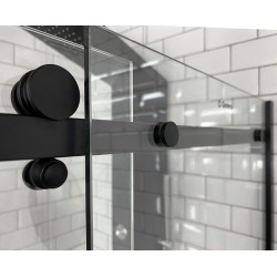 GORENA MAMPARA BELFAST 2HOJAS 1MOVIBLE 120*80*190CM NEGRO TRASNPARENTE