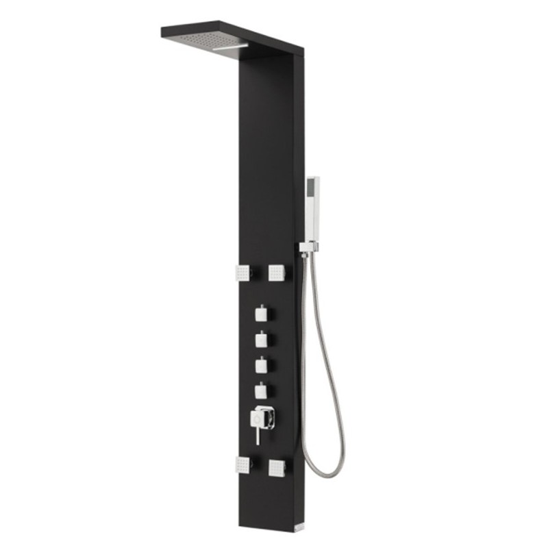 GORENA COLUMNA HIDROMASAJES PARIS 150*20CM ACERO INOXIDABLE SILVER BLACK
