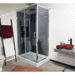 GORENA CABINA DE HIDROMASAJES ELBA 80*120*212CM TRASLUCIDA CROMO NEGRO