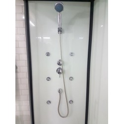 GORENA CABINA DE HIDROMASAJES ELBA 80*120*212CM TRASLUCIDA CROMO NEGRO