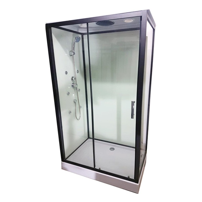 GORENA CABINA DE HIDROMASAJES ELBA 80*120*212CM TRASLUCIDA CROMO NEGRO