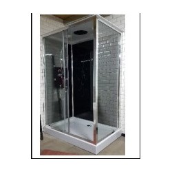 GORENA CABINA DE HIDROMASAJES ELBA 80*120*212CM TRASLUCIDA CROMO NEGRO