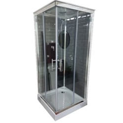 GORENA CABINA DE HIDROMASAJE EBRO 90*90*212CM CRISTAL TRASLUCIDA CROMO NEGRO