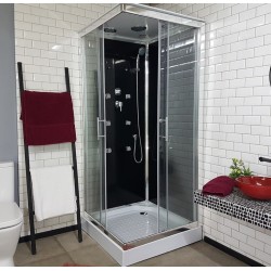 GORENA CABINA DE HIDROMASAJE EBRO 90*90*212CM CRISTAL TRASLUCIDA CROMO NEGRO