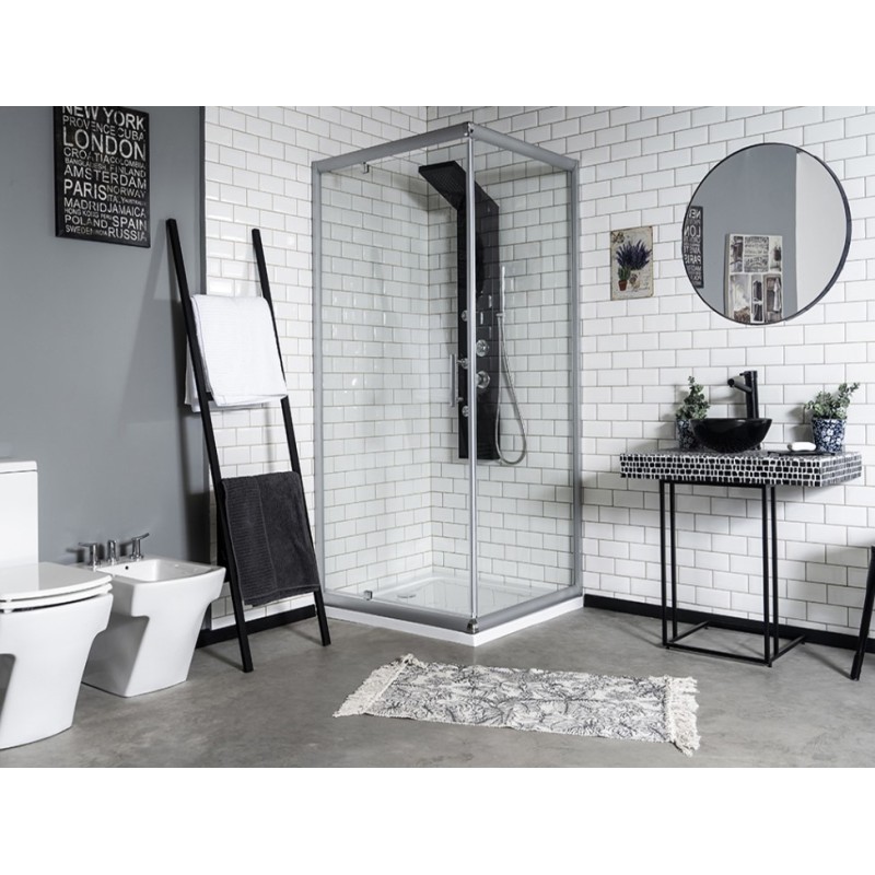 GORENA BOX QUEBEC 100*100CM CROMO Y CRISTAL TRASLUCIDO