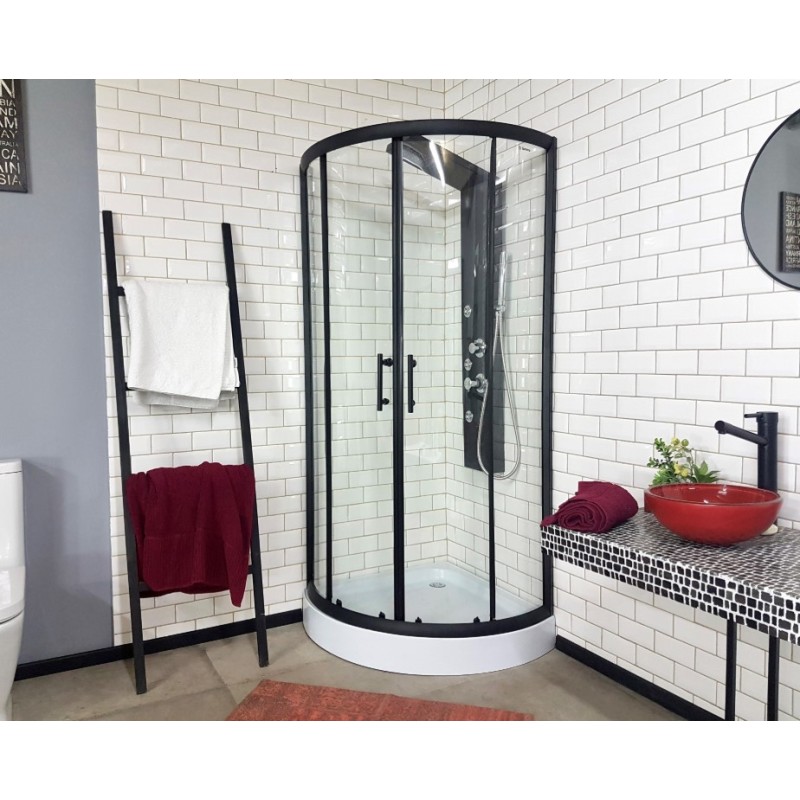 GORENA BOX HONG KONG 90*90CM SEMICIRCULO NEGRO TRASLUCIDO