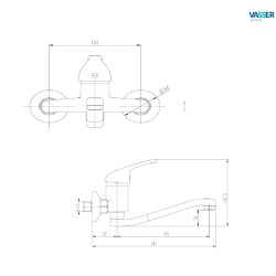 VASSER TROYA GRIFERIA COCINA MONOCOMANDO PARED 15/2312