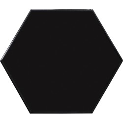 ACUARELA HEXAGONAL PORCELANATO NEGRO MATE 17.5X20cm