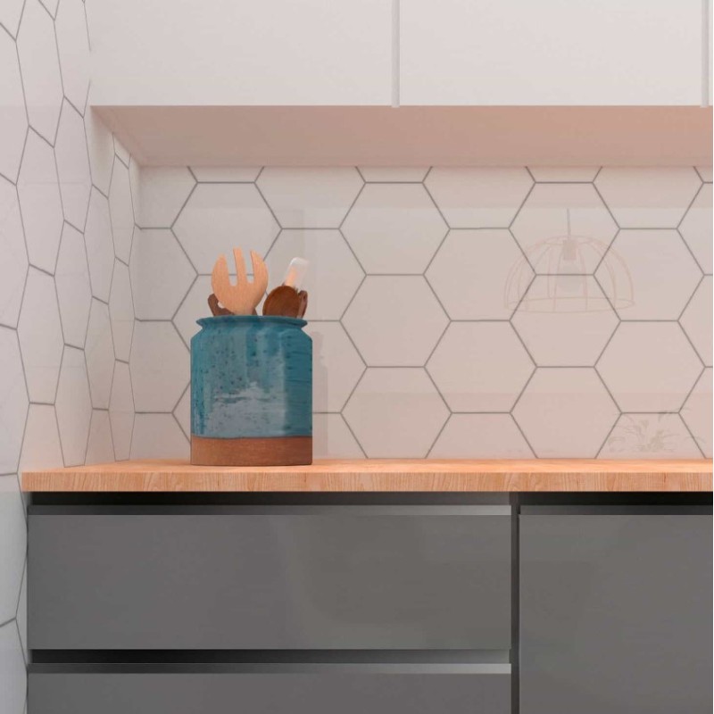 ACUARELA HEXAGONAL PORCELANTO BLANCO MATE 17.5X20