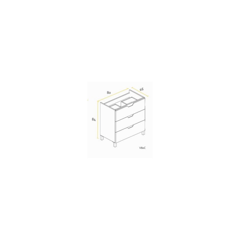 BUONA VANITORIO 80CM CIMA PVC BLANCO