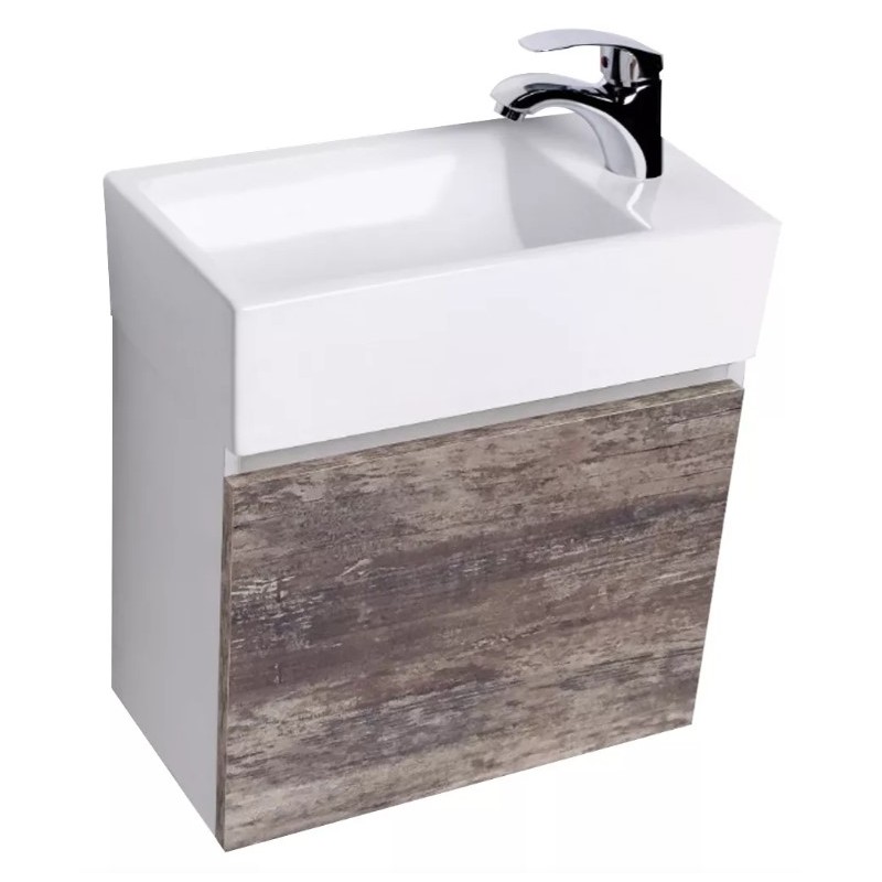 CAMPI VANITORI 45CM COLGABLE SHAPE BLANCO/ROBLE CON MESADA 1AGUJERO