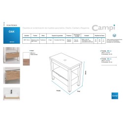 CAMPI MUEBLE 80CM OAK ROBLE PARA BACHA APOY OA80